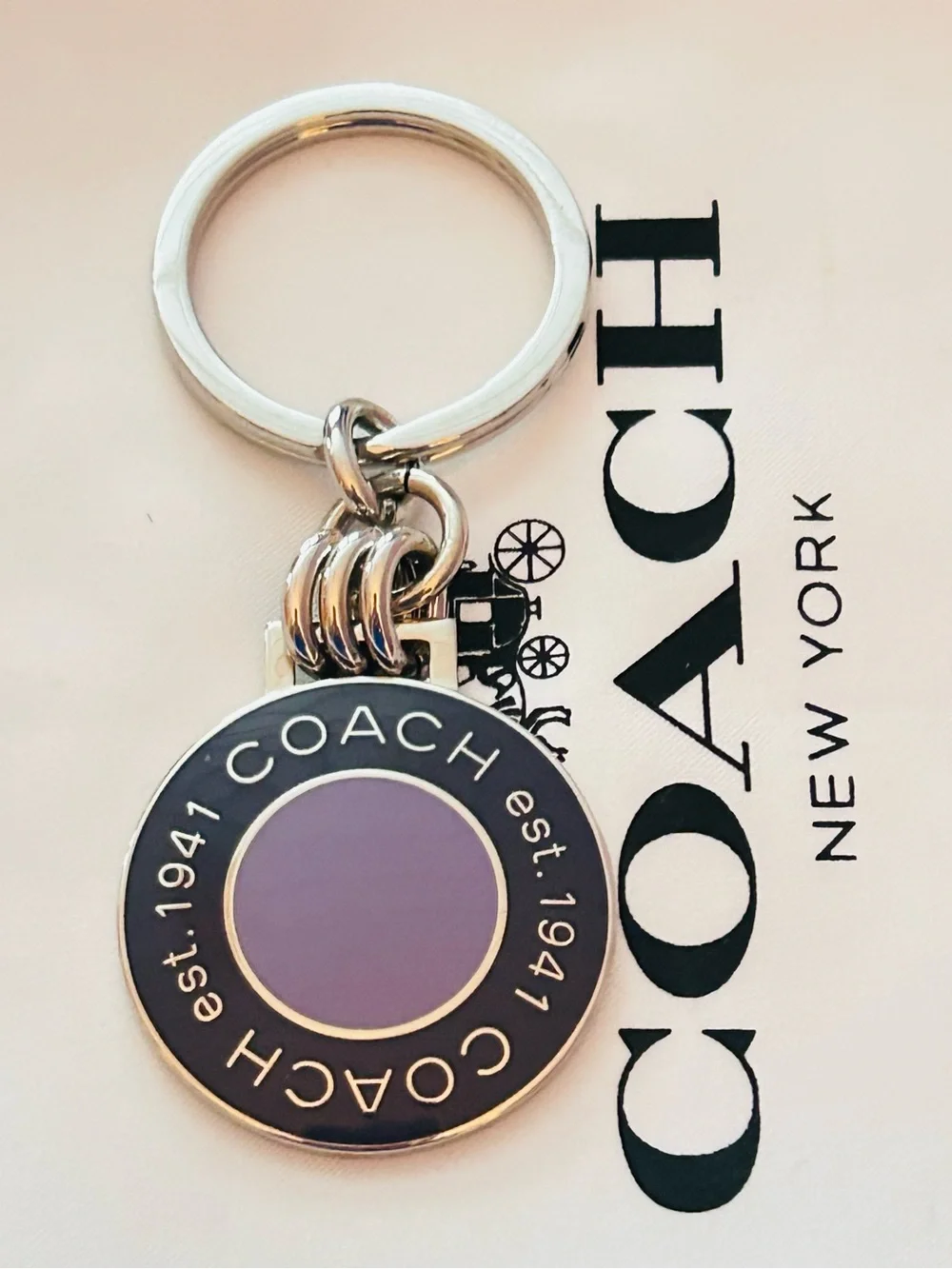 RARE Coach Y2K Est. 1941 Purple & Navy Blue Enamel Keychain/ Bag charm